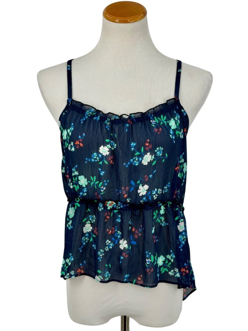 NWT Hollister Navy Floral Crisscross Back Cami Top M| Dark Coquette Indie Sleaze